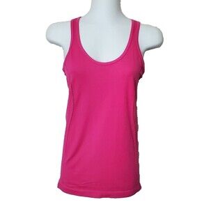 Fabletics Tank Top Womens XS 4 Hot Pink NoCross Keyhole Back Pointelle Stretch